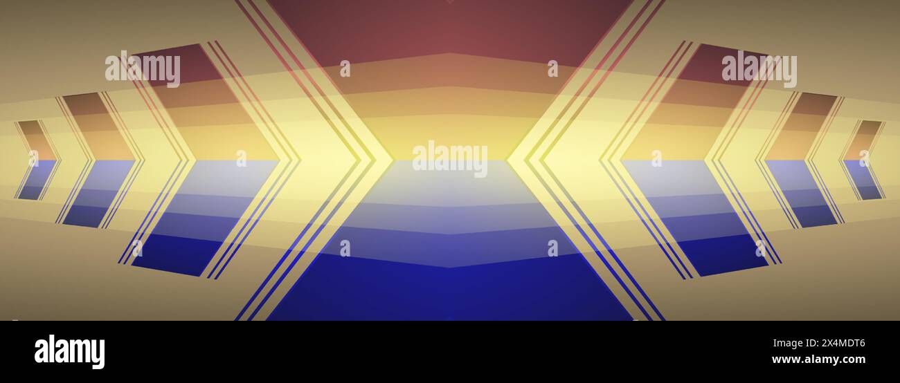 Sfondo retrospettivo astratto con frecce colorate. Banner ampio per illustrazioni vettoriali Illustrazione Vettoriale