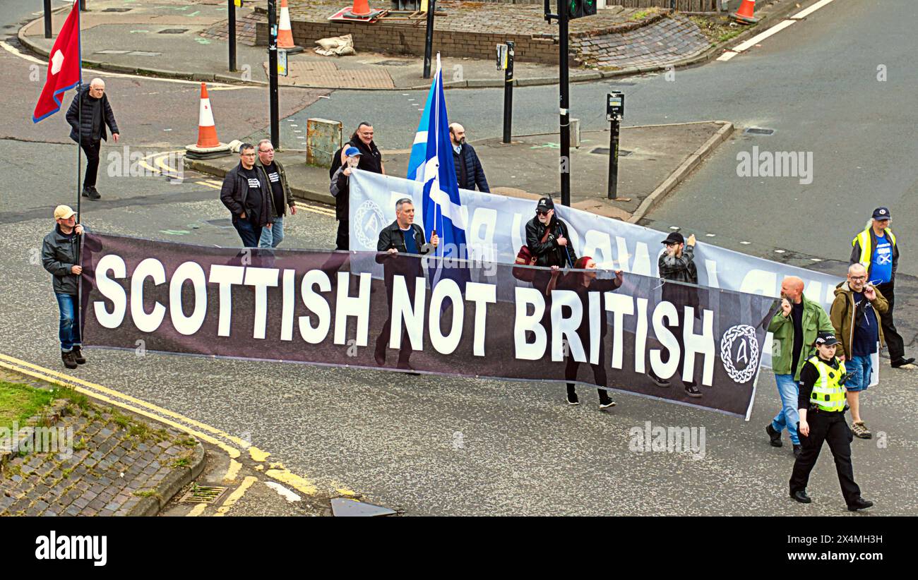 Glasgow, Scozia, Regno Unito. 4 maggio 2024: La marcia per l'indipendenza di All Under One Banner (AUOB) si è svolta oggi mentre camminavano attraverso la città per un raduno nel parco verde di glasgow . Credit Gerard Ferry/Alamy Live News Foto Stock