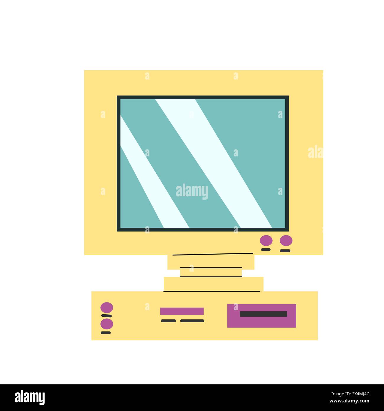 computer retro element anni '90 o 80s, o y2k element, stile retro. Può essere utilizzato per adesivi, striscioni, biglietti d'auguri. Illustrazione Vettoriale