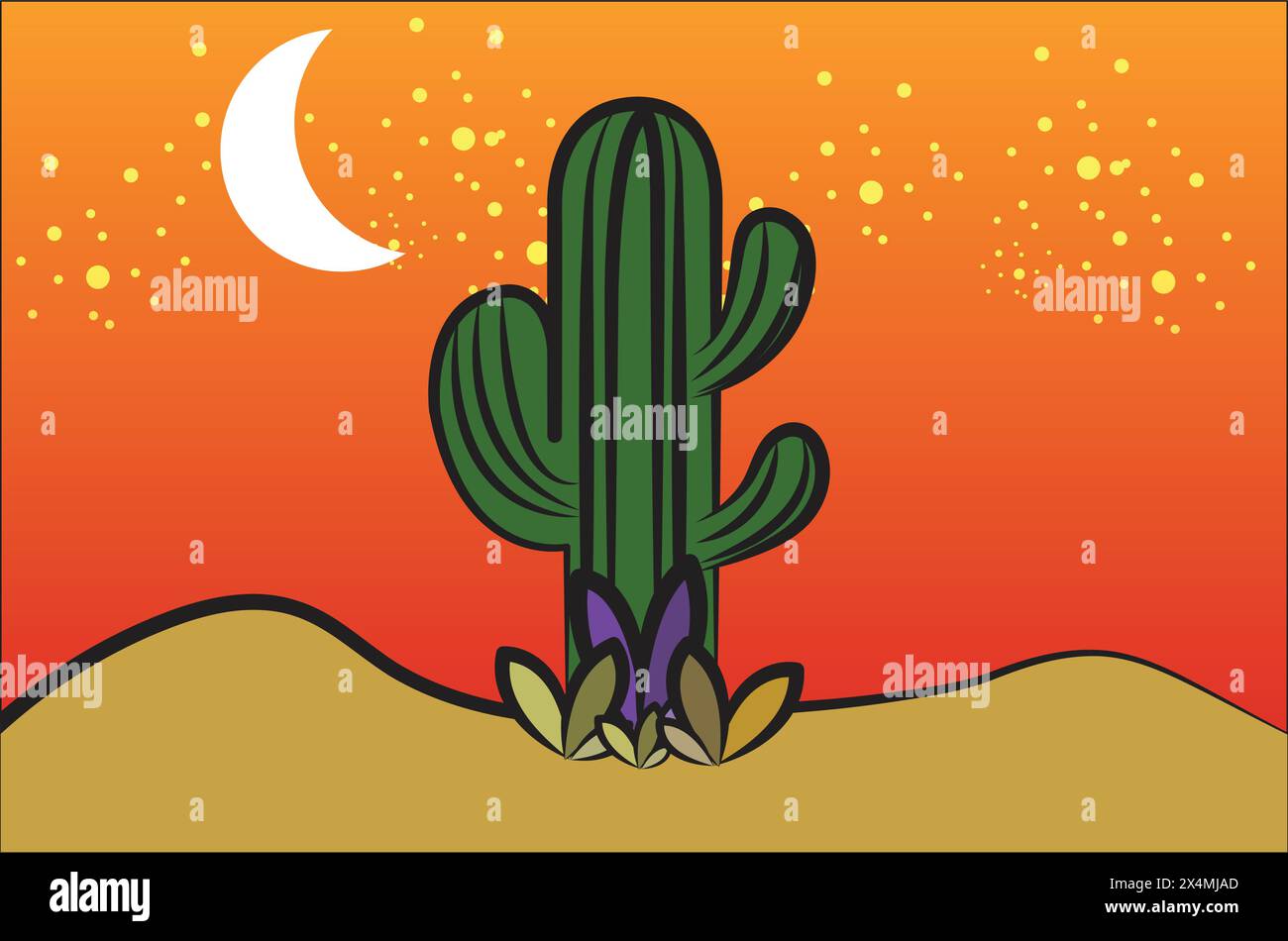 cactus, aloe e foglie brillanti. Collezione di piante esotiche. Cactus con fiori. Illustrazione Vettoriale