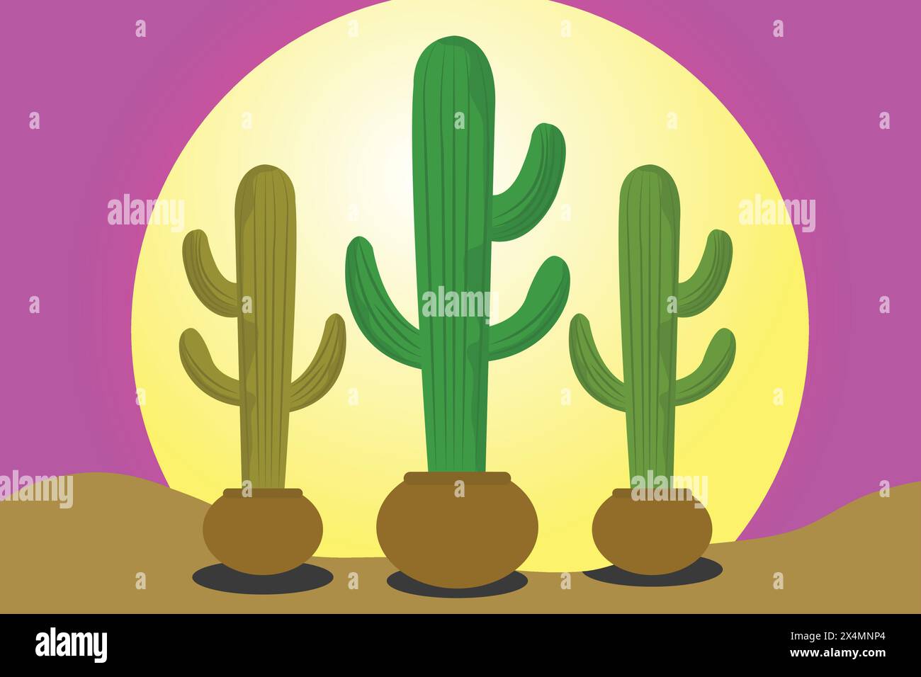 cactus, aloe e foglie brillanti. Collezione di piante esotiche. Illustrazione Vettoriale