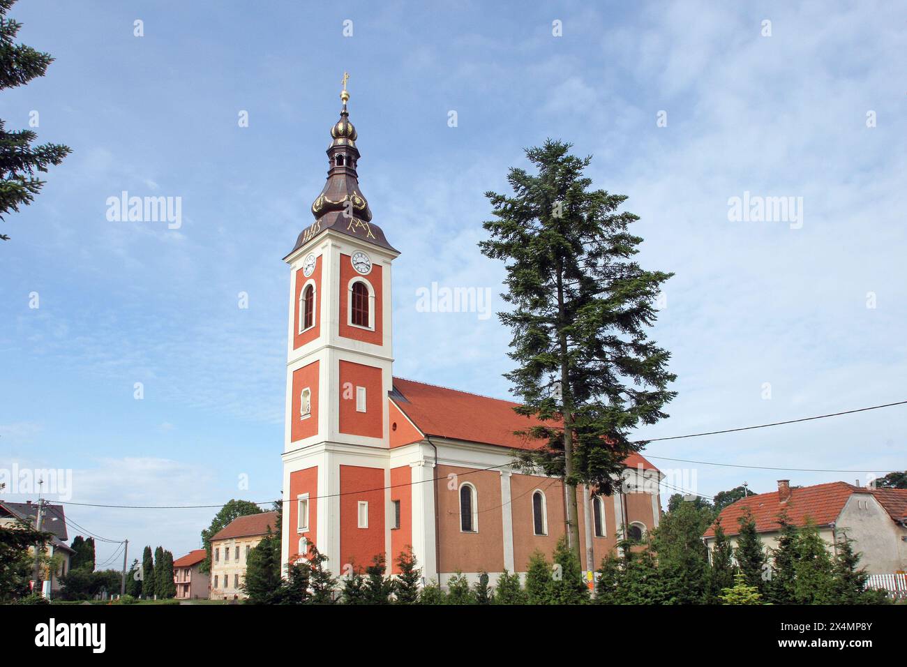 Chiesa parrocchiale dell'assunzione a Sveta Marija na muri, Croazia Foto Stock