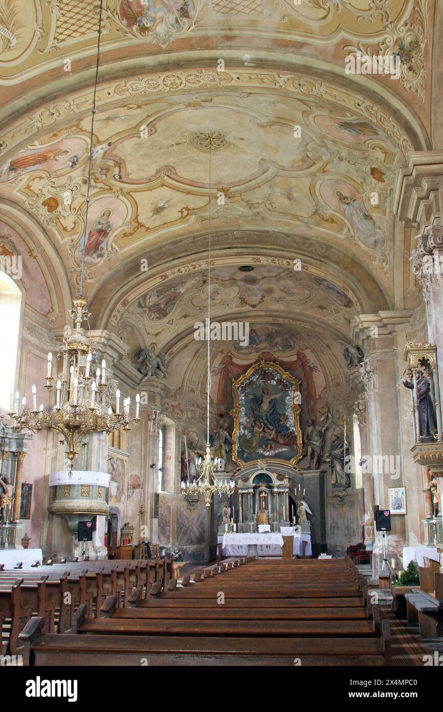 Chiesa parrocchiale dell'assunzione a Sveta Marija na muri, Croazia Foto Stock