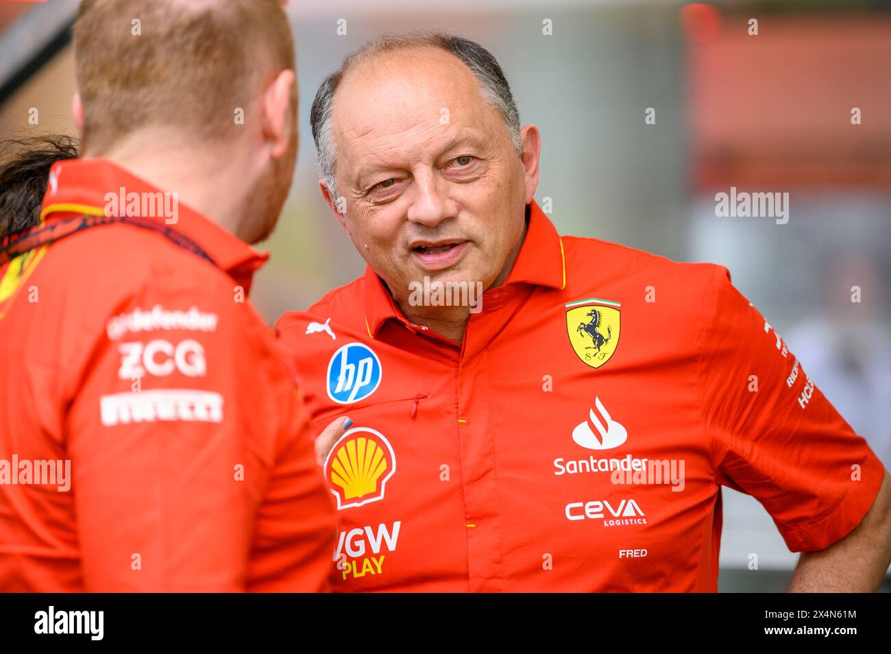 4 maggio 2024; Miami International Autodrome, Miami, Florida, USA; formula 1 Crypto.com Miami Grand Prix 2024; giornata di qualificazione; team principal Ferrari Fred Vasseur nel Team Village. Foto Stock