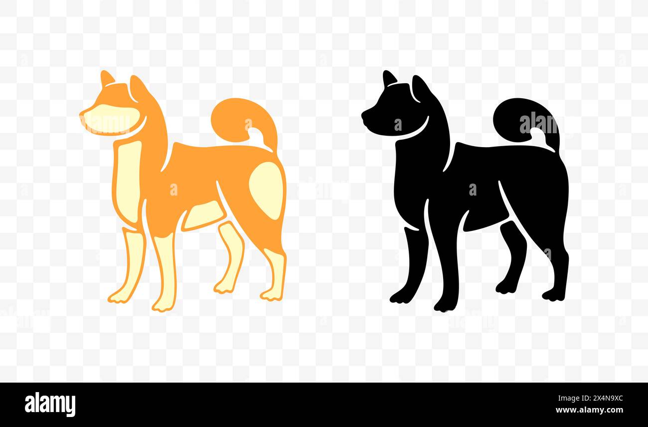 Cane akita inu razza, animale e animale domestico, design grafico. Doggy, canino, cucciolo, nottolino e cagnolino, design vettoriale e illustrazione Illustrazione Vettoriale