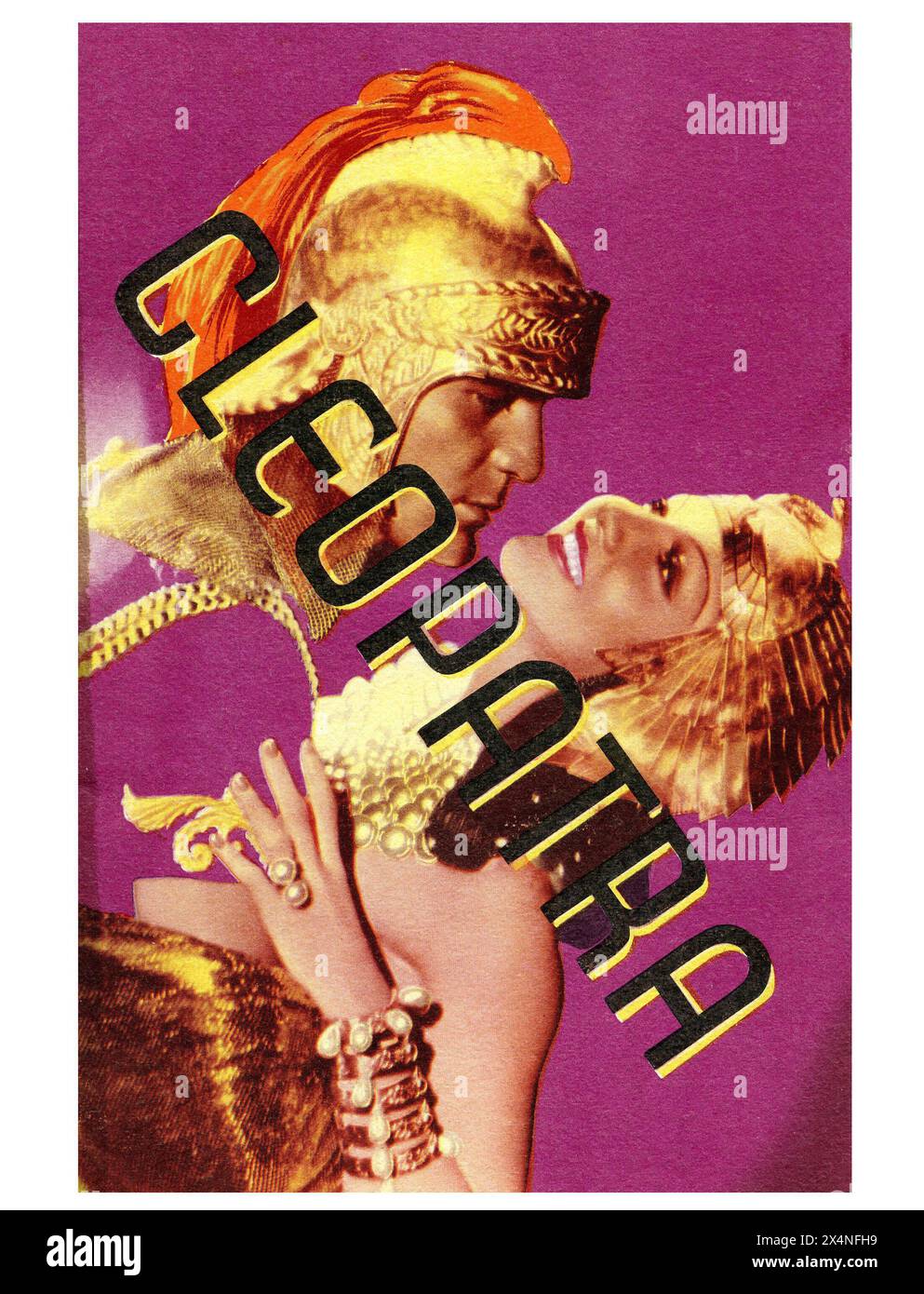 Copertina di HENRY WILCOXON nel ruolo di Marc Antony e CLAUDETTE COLBERT nel ruolo di CLEOPATRA dalla brochure britannica per CLEOPATRA 1934 Direttore CECIL B. DeMille Costume Design TRAVIS BANTON Paramount Pictures Foto Stock