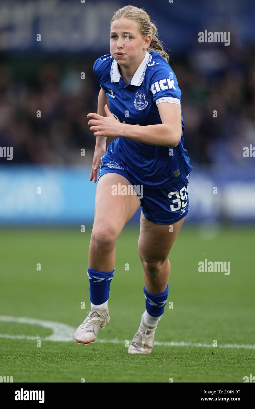 Everton FC vs Spurs FC Barclays Womens Super League WALTON HALL PARK STADIUM, INGHILTERRA - 4 maggio 2024 Issy Hobson durante la partita di Barclays Women's Super League tra Everton FC e Spurs FC al Walton Hall Park Stadium il 28 aprile 2024 a Liverpool in Inghilterra. (Foto Alan Edwards) Foto Stock