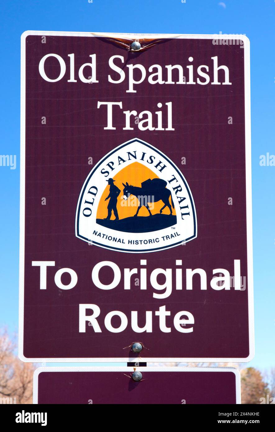 Indicazione direzionale per Old Spanish Trail National Historic Trail, Iron County, Utah Foto Stock