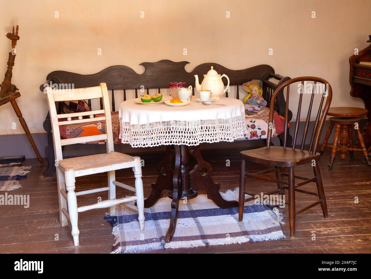 Tavolo da pranzo del castello di Winsor, Pipe Spring National Monument, Arizona Foto Stock