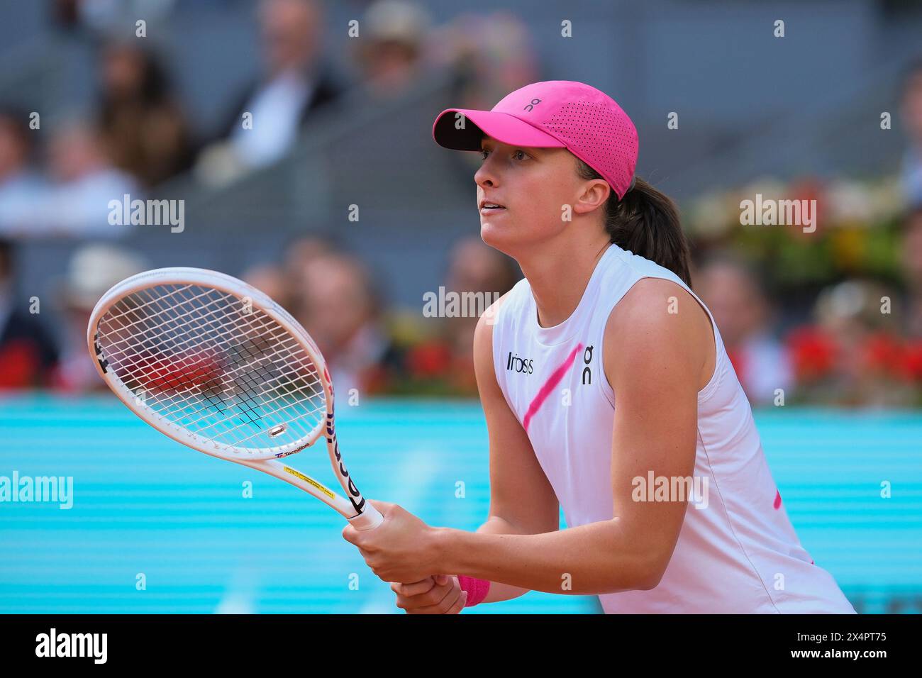 Madrid, Spagna. 5 maggio 2024. IgA Swiatek di Polonia contro Aryna Sabalenka durante la finale femminile del giorno dodici del mutua Madrid Open a la Caja Magica il 4 maggio 2024 a Madrid, Spagna. (Foto di Oscar Gonzalez/Sipa USA) credito: SIPA USA/Alamy Live News Foto Stock