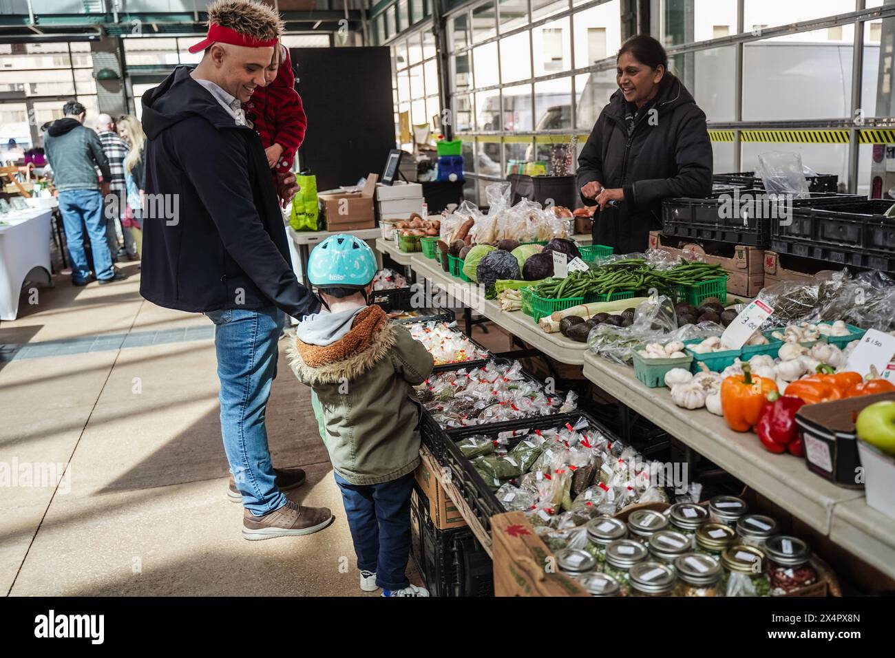 Market Square o St Catherines Farmers Market vicino a King st e James st, St Catherines, Ontario, Canada Foto Stock