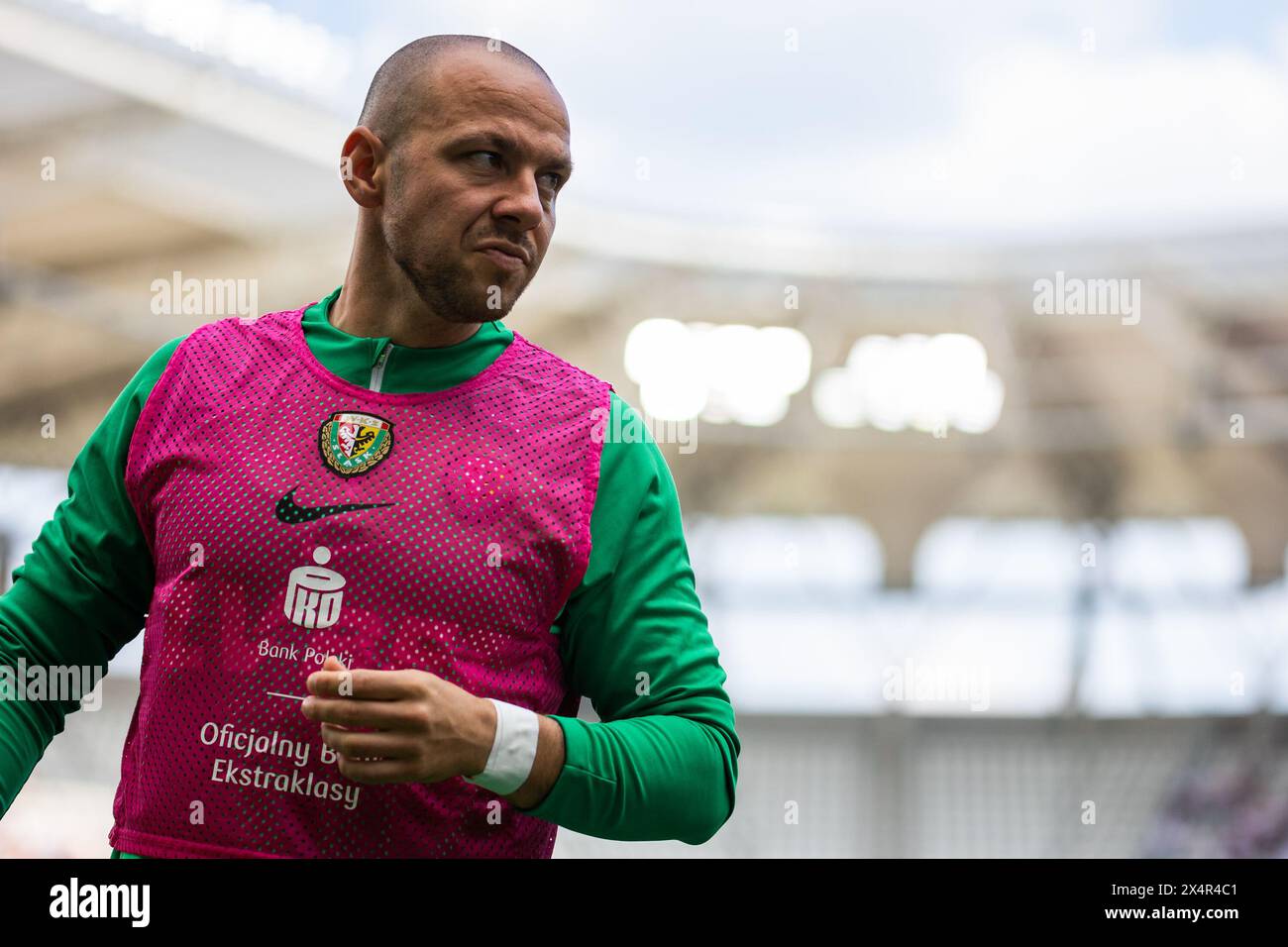 Patrick Olsen di Slask visto durante la partita polacca della PKO Ekstraklasa League tra LKS Lodz e Slask Wroclaw allo stadio municipale di Wladyslaw Krol. Foto Stock