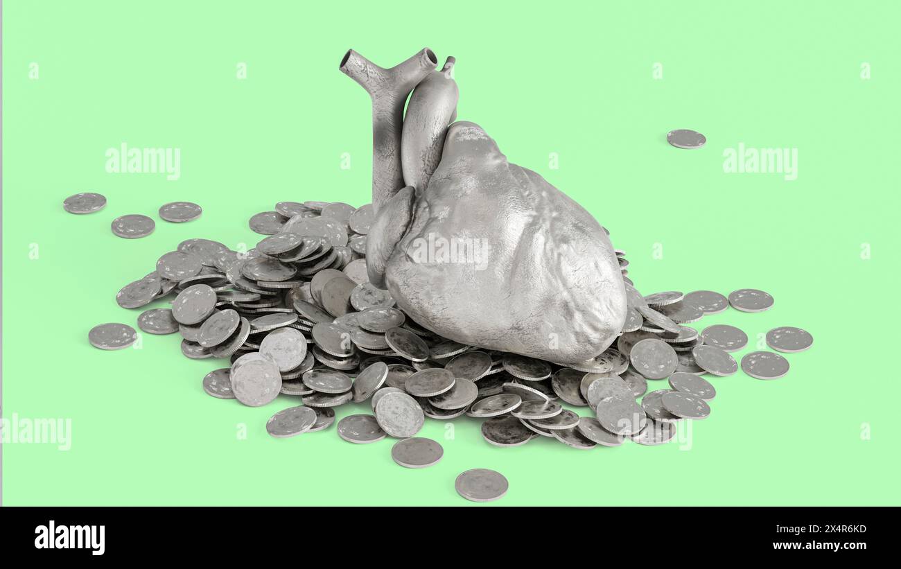 Costi per interventi cardiaci, illustrazione concettuale. Foto Stock