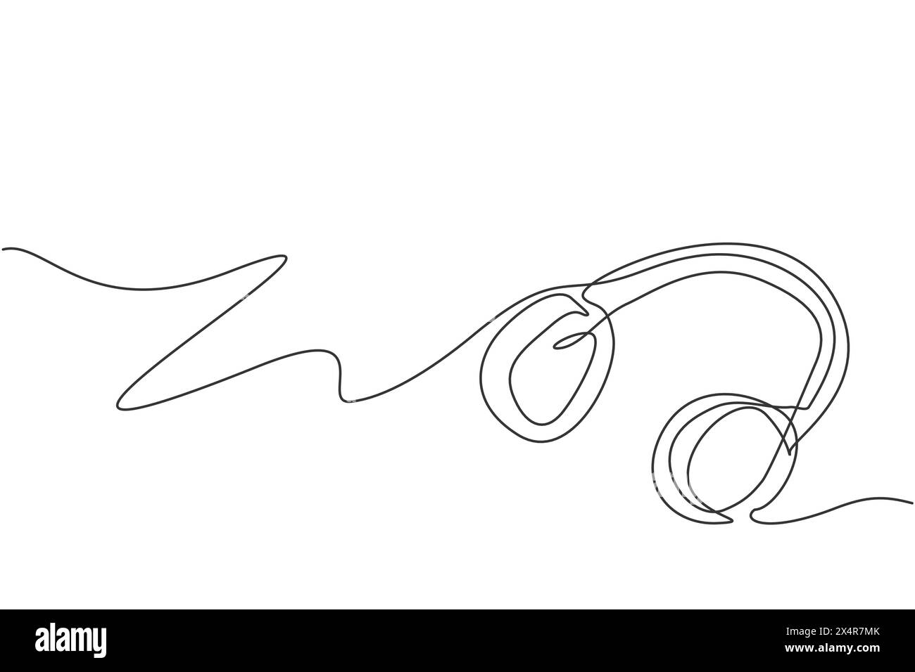 Una linea continua di cuffie retrò per ascoltare la musica. Concetto di gadget accessori per apparecchiature musicali. Design vettoriale a linea singola alla moda Illustrazione Vettoriale