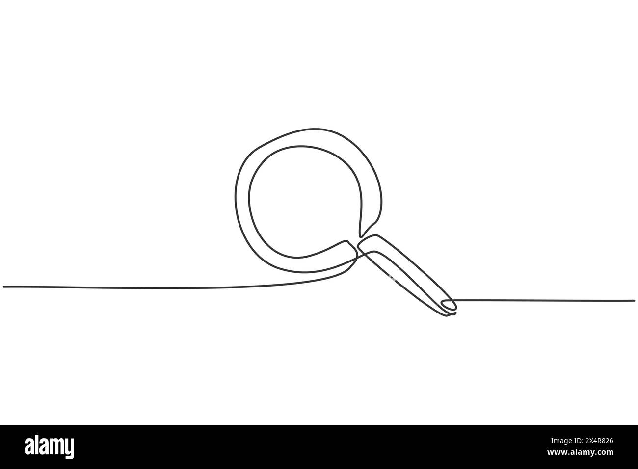 Ingrandimento continuo a una linea. Ritorno a scuola concetto di minimalismo disegnato a mano. Icona di ricerca sul sito Web Internet. Tracciato a linea singola Illustrazione Vettoriale