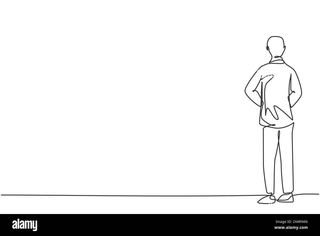 Disegno continuo su una linea di un giovane uomo d'affari elegante in piedi dalla vista posteriore. Il business manager di successo ha una visione minimalista. Cantate alla moda Illustrazione Vettoriale Disegno continuo su una linea di un giovane uomo d'affari elegante in piedi dalla vista posteriore. Il business manager di successo ha una visione minimalista. Cantate alla moda Illustrazione Vettoriale