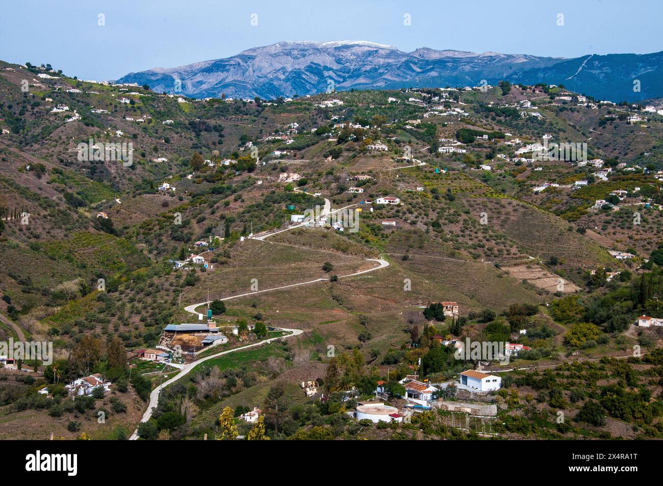 Campagna della Sierra Almijara fuori Competa nella regione di Axarquía in Andalusia, Spagna Foto Stock