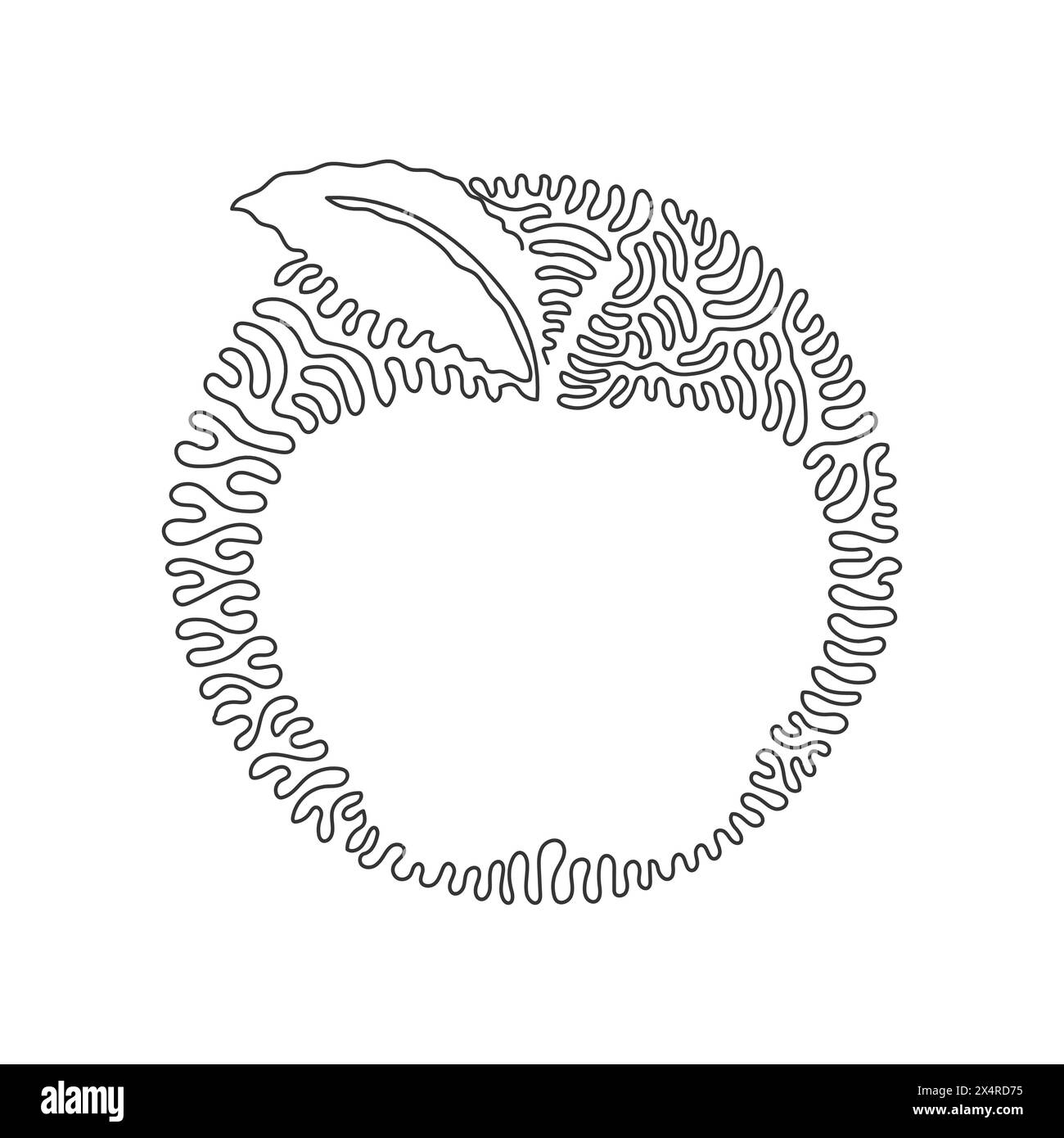 Una linea continua che raccoglie frutta di mele cibo delizioso e fresco. Cibo sano oggetto singolo. Stile di sfondo cerchio arricciatura a turbolenza. Attivazione dinamica Illustrazione Vettoriale
