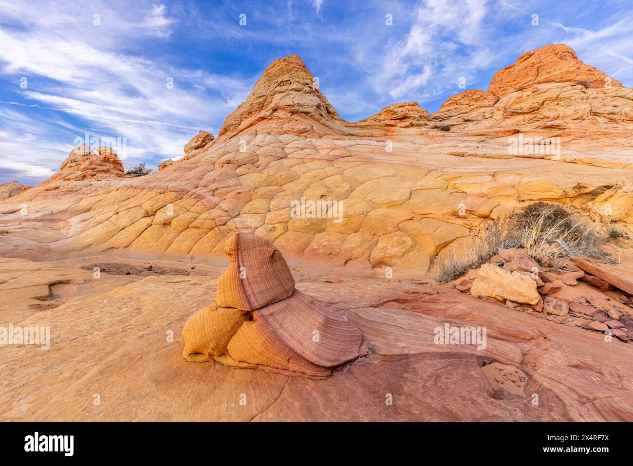 Half and Half Rock a South Coyote Buttes a Paria Canyon, Vermilion Cliffs National Monument, Arizona, USA Foto Stock