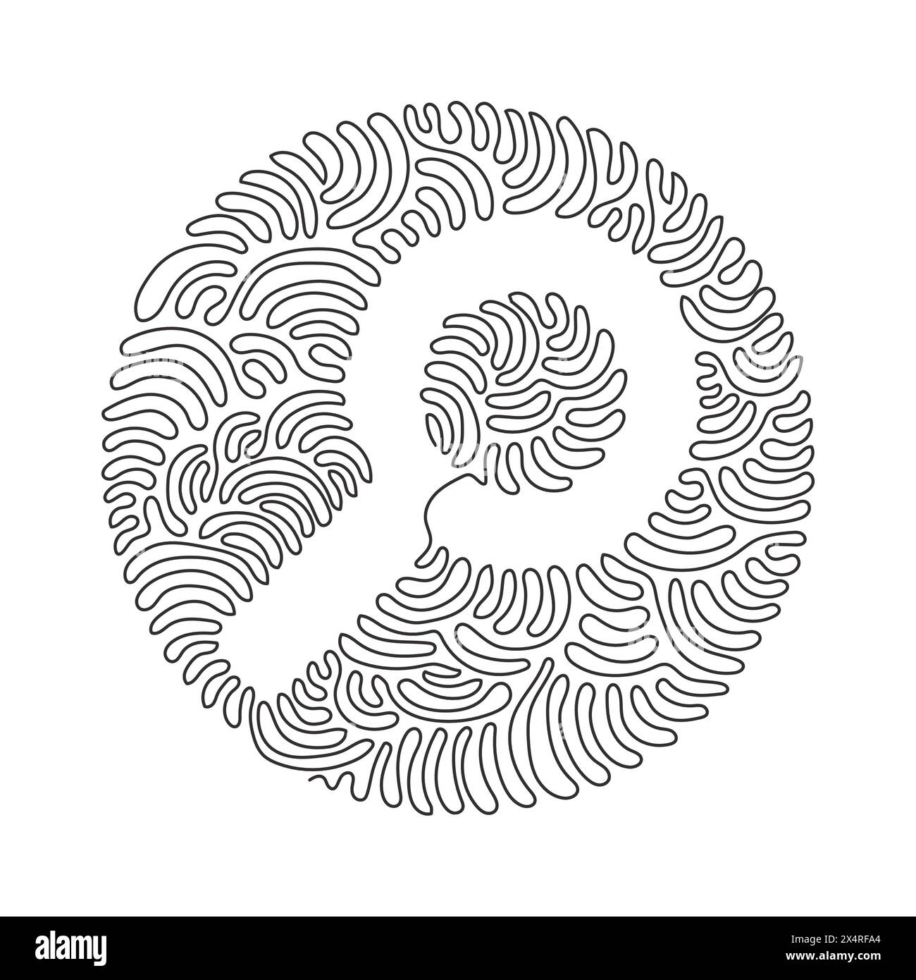 Lente d'ingrandimento continua su una linea o icona di ricerca. Lente di ingrandimento piatta per l'uso in progettazione Web, interfaccia utente, programma, app, software. Ruota lo sfalsamento del cerchio di arricciamento Illustrazione Vettoriale