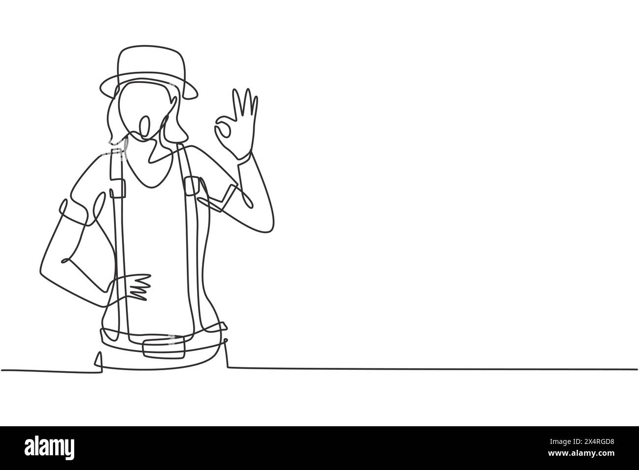 Una linea continua che disegna un'artista mimo con gesti corretti e trucco facciale bianco mette in scena uno spettacolo di commedia silenziosa all'arena del circo. Singolo li Illustrazione Vettoriale