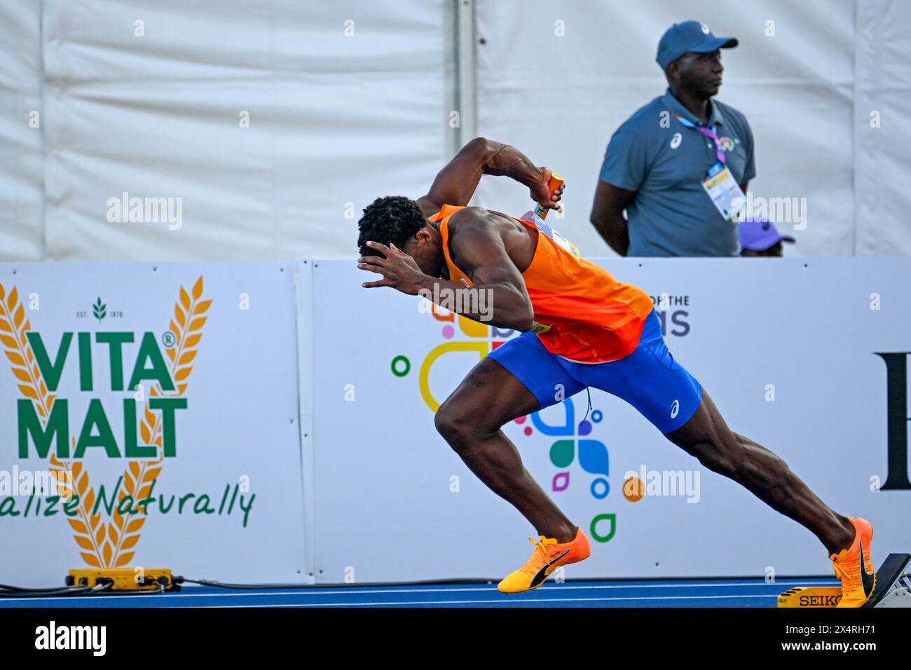 Nassau, Bahamas. 4 maggio 2024. NASSAU, BAHAMAS - 4 MAGGIO: Isayah Boers dei Paesi Bassi durante il 1° giorno del World Athletics Relays Bahamas 24 al Thomas Robinson Stadium il 4 maggio 2024 a Nassau, Bahamas. (Foto di Erik van Leeuwen/Agenzia BSR) credito: Agenzia BSR/Alamy Live News Foto Stock