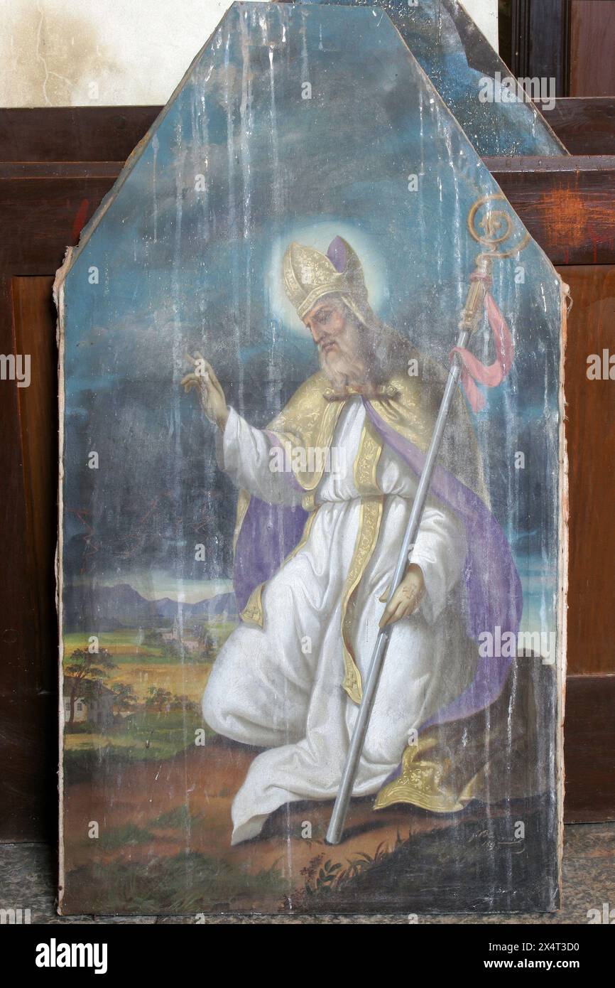 San Donato, dipinto nella chiesa parrocchiale di Santa Caterina d'Alessandria a Ribnicki Kunic, Croazia Foto Stock