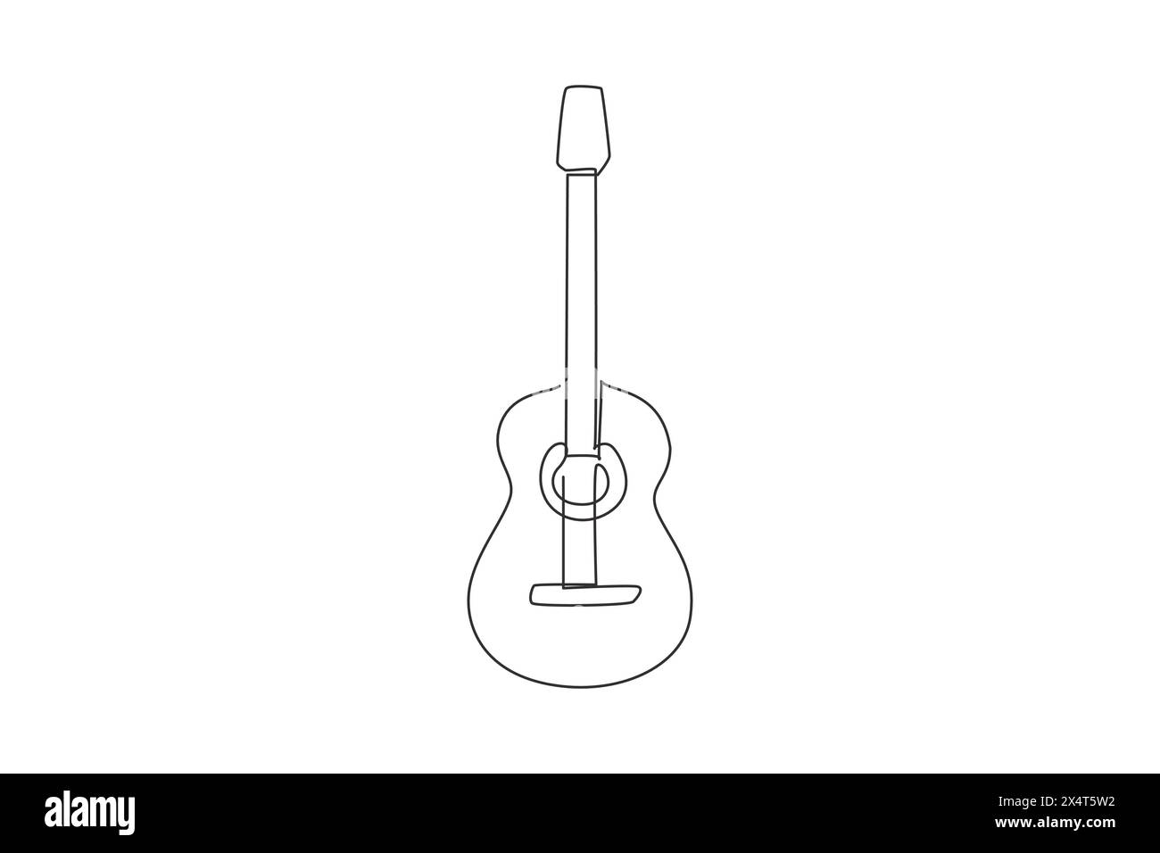 Linea singola continua che disegna chitarra acustica classica. Strumento musicale a corde chitarra classica. Per il tuo design e il tuo business concept. Dinamica Illustrazione Vettoriale