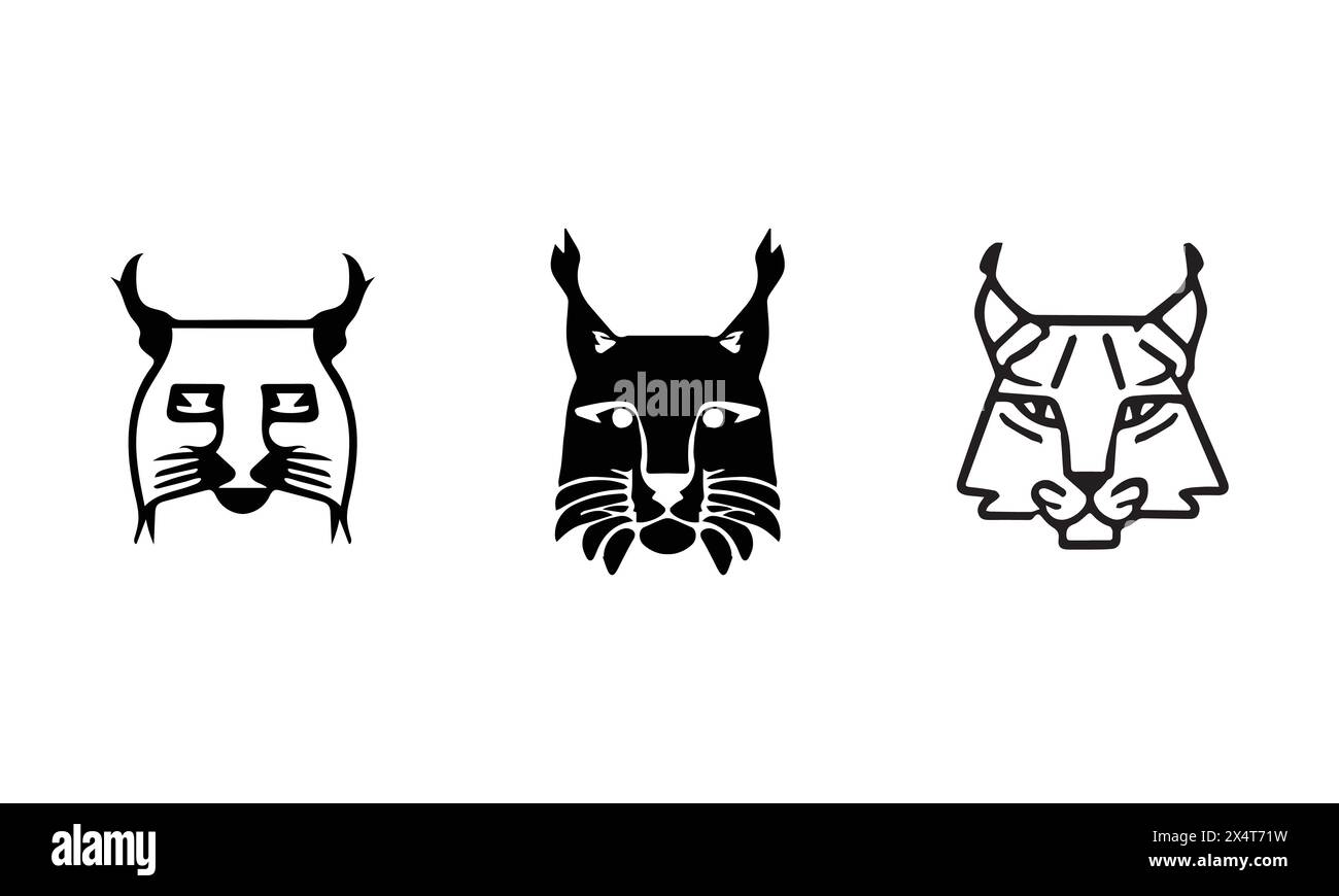 Illustrazione Balkan Lynx stile minimal icona nera EPS 10 e JPG Illustrazione Vettoriale