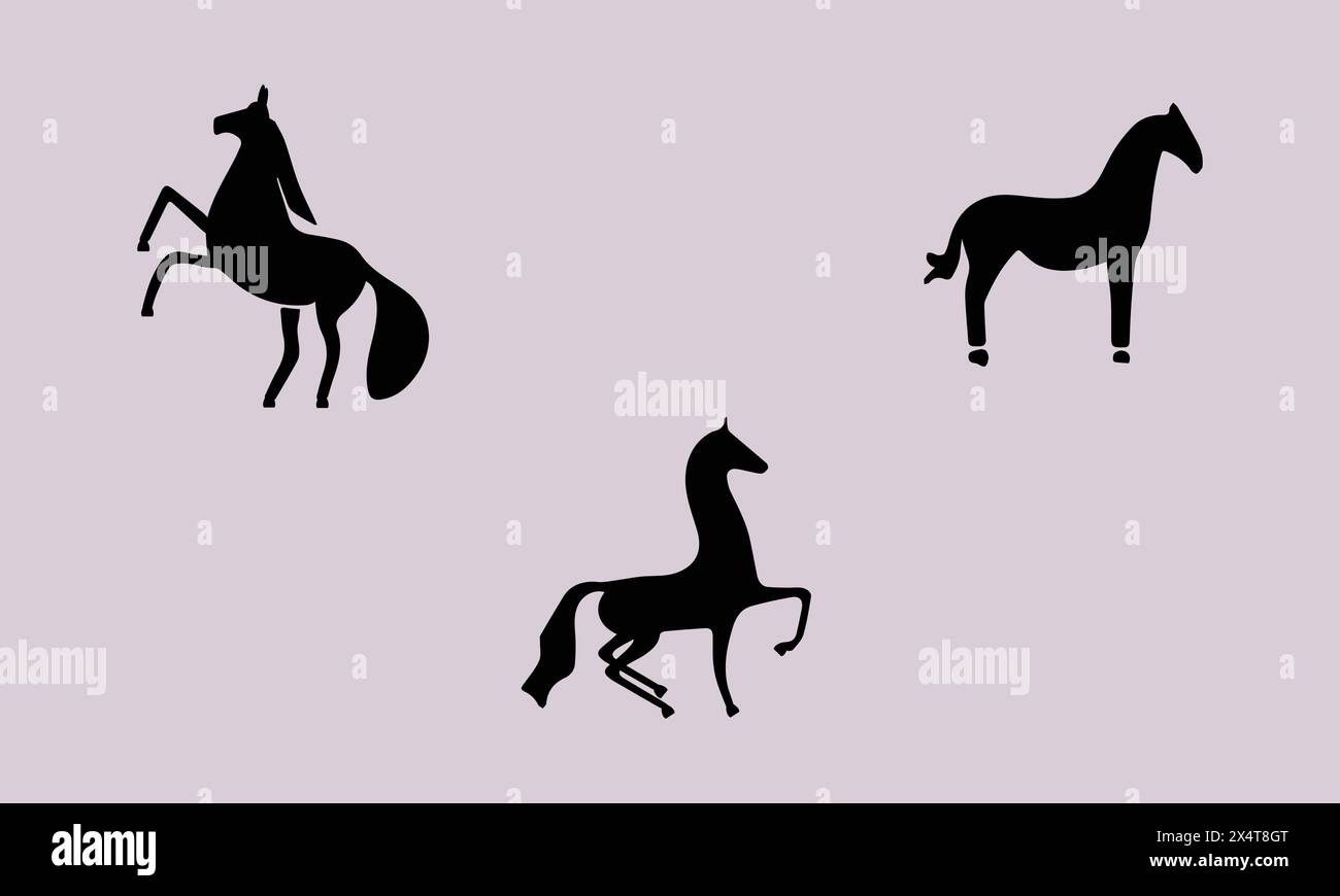 Illustrazione Minimal Black Horse Icon Design Vector EPS 10 e JPG Illustrazione Vettoriale