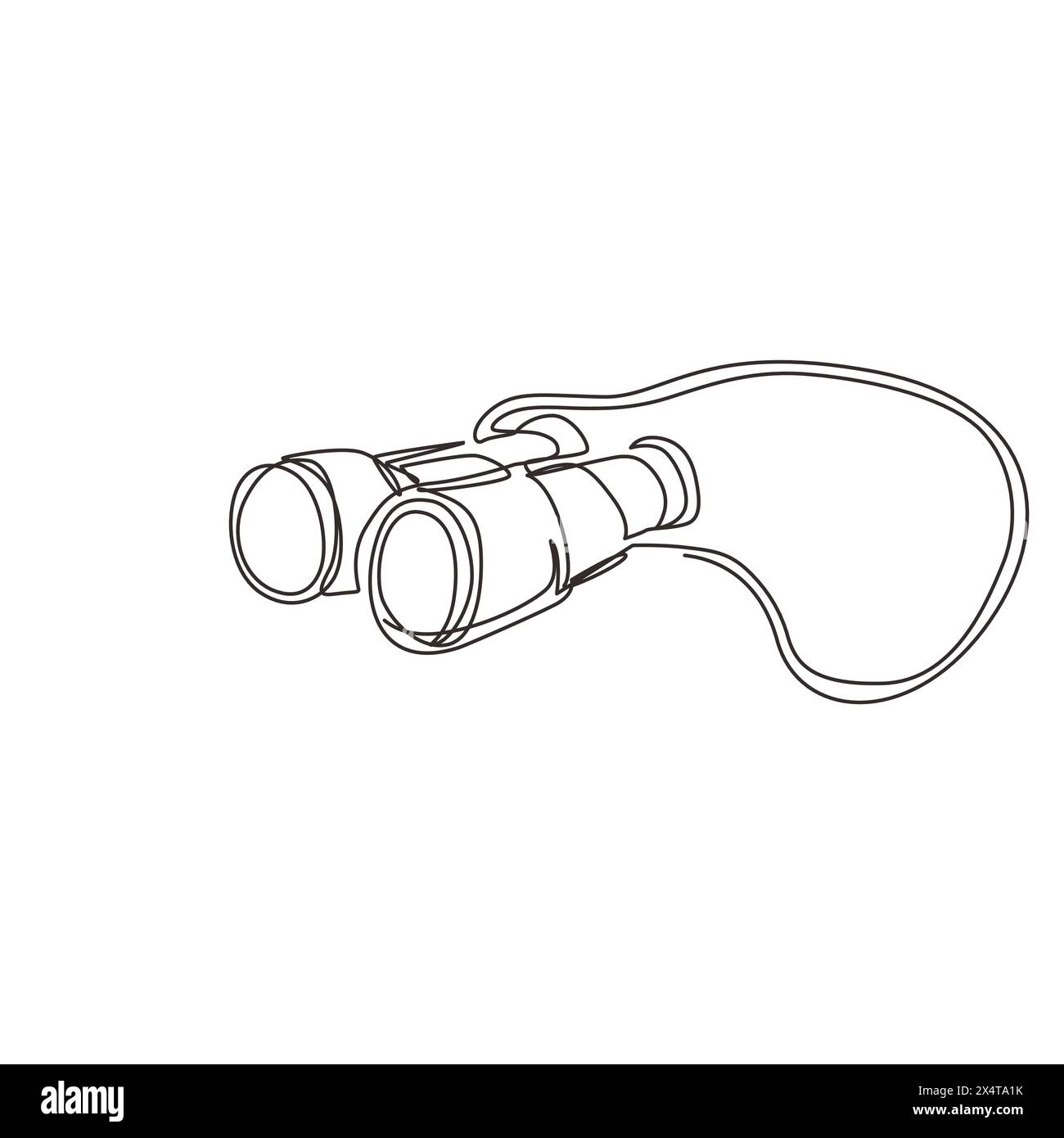 Strumento ottico binocolo a una sola linea. Lenti di vetro per la visualizzazione di oggetti lontani, per fare una prognosi, per la ricerca del futuro. Continuo moderno Illustrazione Vettoriale
