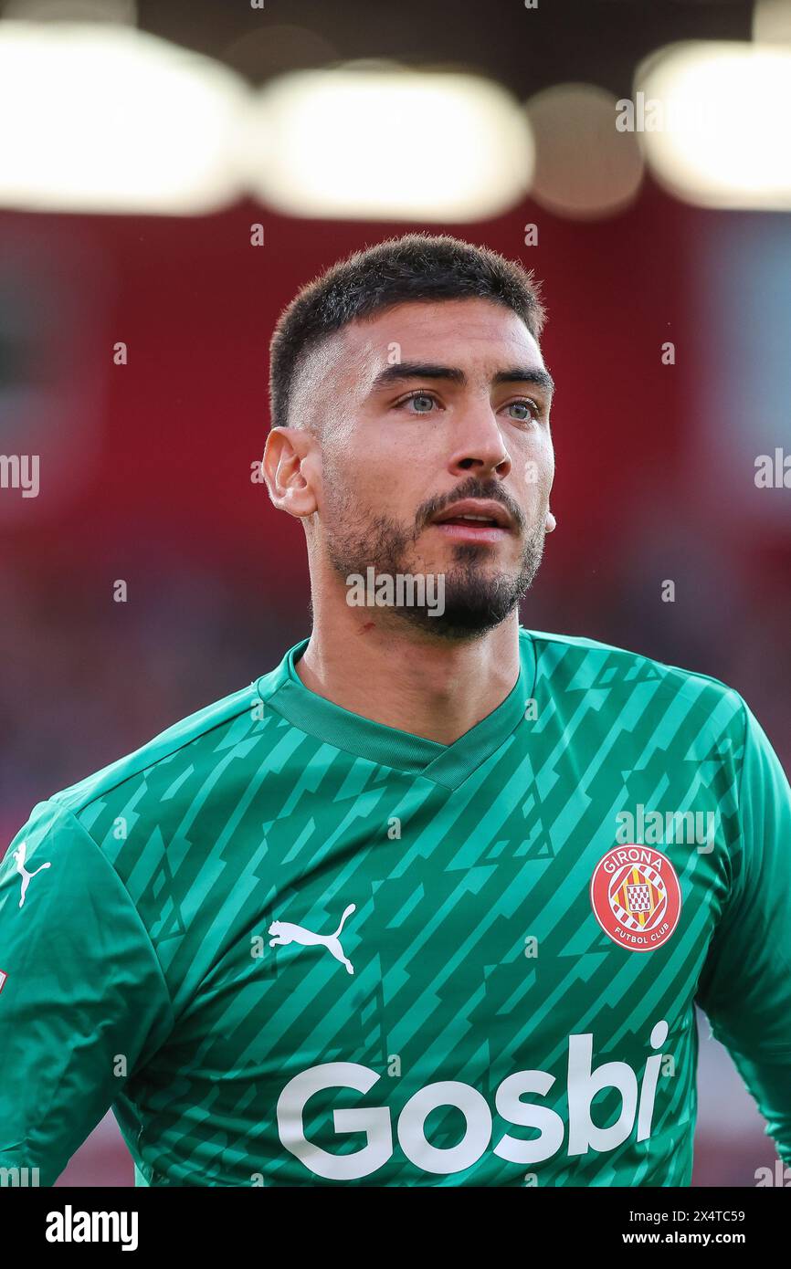 Girona, Spagna. 4 maggio 2024. Portiere Paulo Gazzaniga (13) di Girona visto durante la partita di LaLiga tra Girona e FC Barcelona all'Estadi Montilivi di Girona. (Photo Credit: Gonzales Photo/Alamy Live News Foto Stock