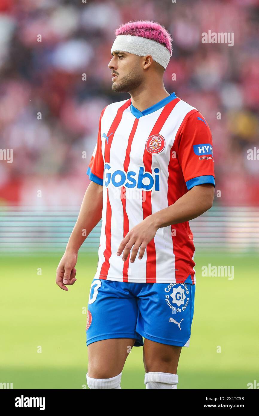 Girona, Spagna. 4 maggio 2024. Yan Couto (20) di Girona visto durante la partita di LaLiga tra Girona e FC Barcelona all'Estadi Montilivi di Girona. (Photo Credit: Gonzales Photo/Alamy Live News Foto Stock