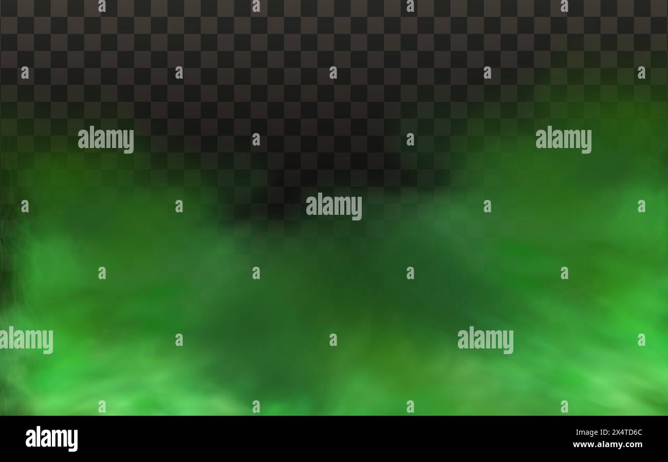 Vettore realistico insieme di alito di stench o odore di sudore isolato su trasparente scacchi background.Green puzza cattivo odore, fumo o gas velenosi, chimico Illustrazione Vettoriale