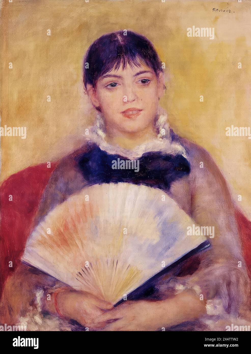 Renoir pittura - ragazza con un ventilatore (Alphonsine Fournaise)- Foto Stock