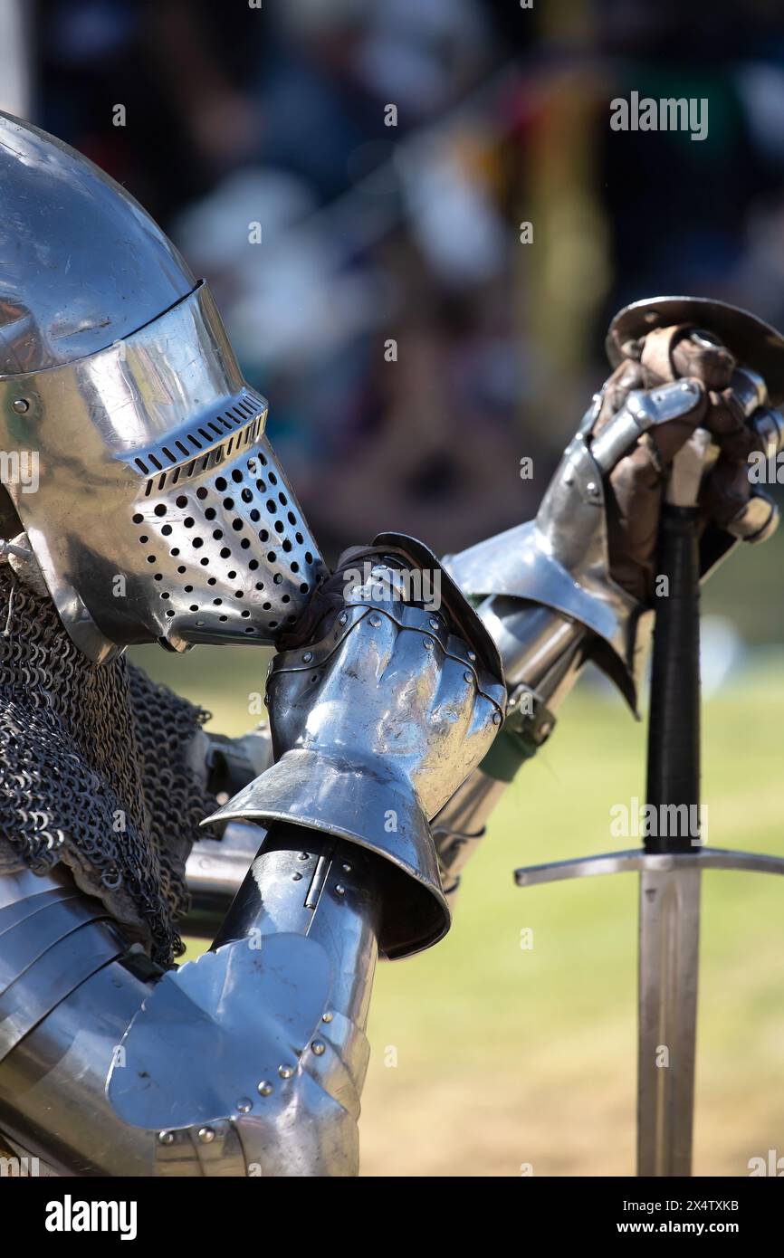 Medieval Fair South Australia, giostre di cavalieri, competizioni d'armi, eventi di intrattenimento per la comunità Foto Stock