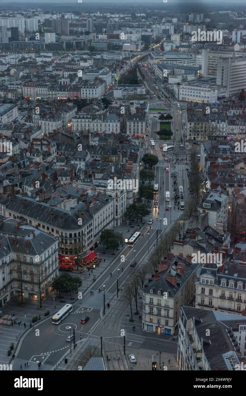 Vista ad alto angolo della città di Nantes Foto Stock