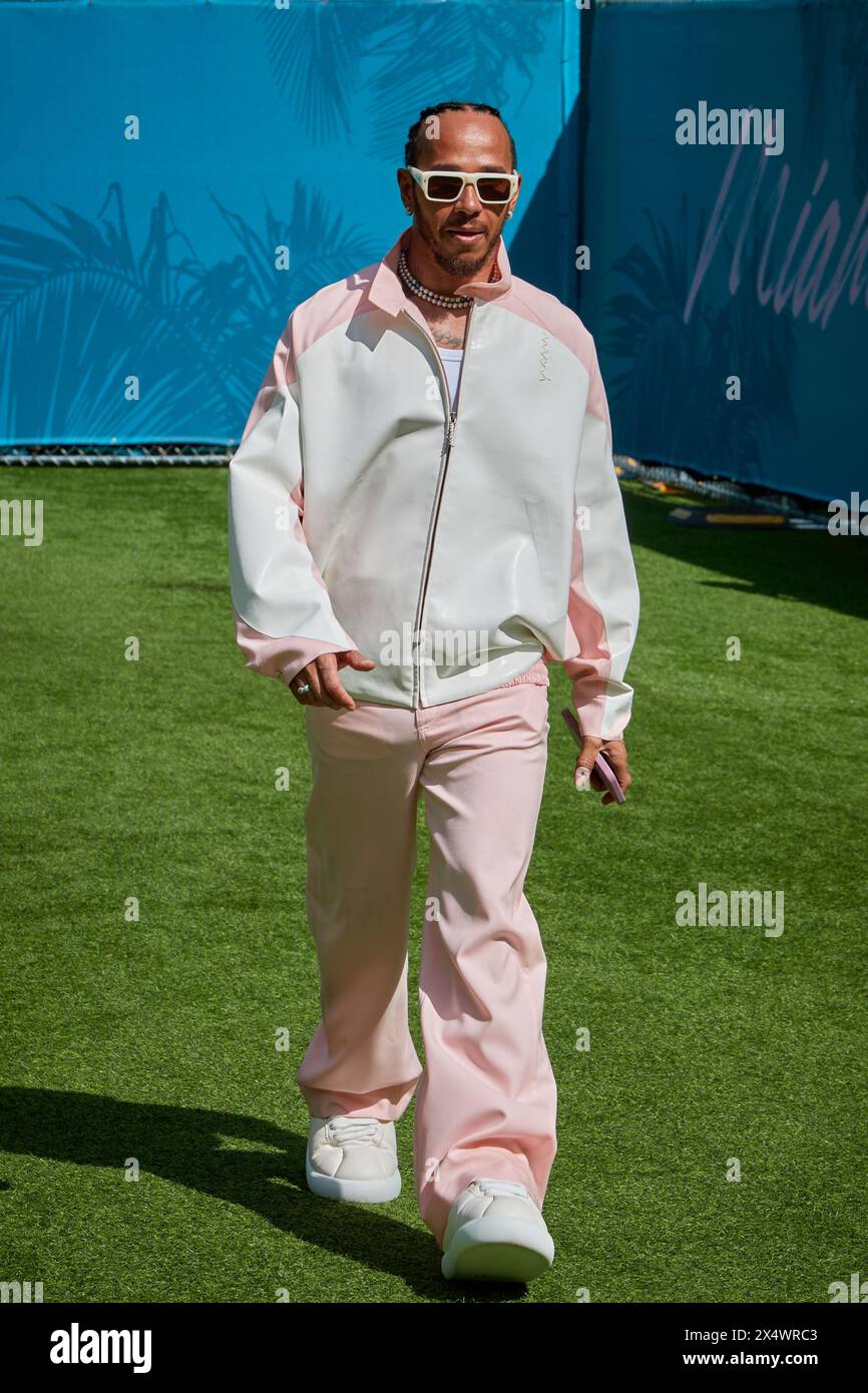 Miami Gardens, Florida, Stati Uniti. 5 maggio 2024. 44 Lewis Hamilton (GBR) Mercedes-AMG Petronas. Giorno della gara. GP di F1 Miami all'autodromo di Miami a Miami Gardens, Florida, Stati Uniti. Crediti: Yaroslav Sabitov/YES Market Media/Alamy Live News. Foto Stock