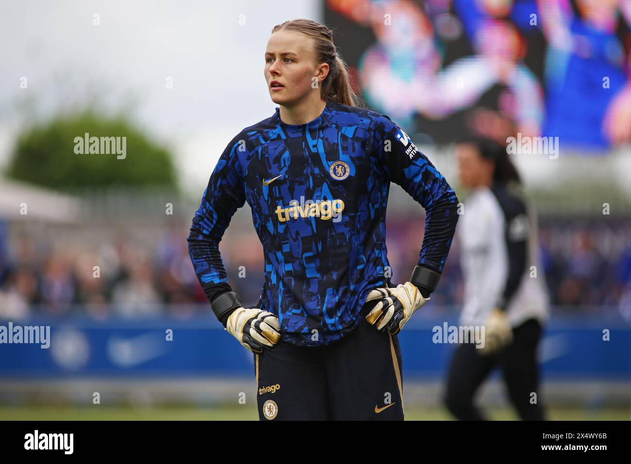 Londra, Regno Unito. 5 maggio 2024. Londra, 5 maggio 2024: Portiere Hannah Hampton (24 Chelsea) durante la partita Barclays fa Womens Super League tra Chelsea e Bristol City a Kingsmeadow, Londra, Inghilterra il 5 maggio 2024 (Pedro Soares/SPP) crediti: SPP Sport Press Photo. /Alamy Live News Foto Stock