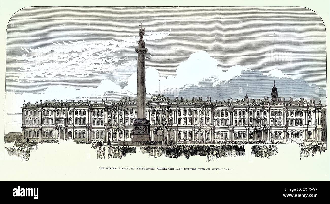 Palazzo d'Inverno, San Pietroburgo, Russia, 1881, storia vittoriana, illustrazione vintage Foto Stock