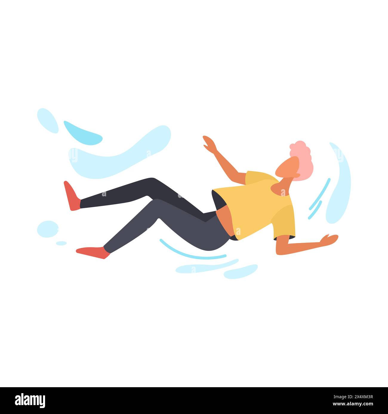 Uomo che cade all'indietro nelle correnti d'aria, che ondeggia le braccia nell'illustrazione del vettore della paura Illustrazione Vettoriale