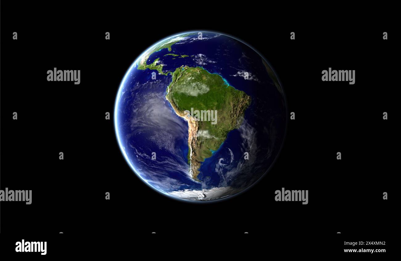 Immagine del pianeta Terra visto dallo spazio con il continente del Sud America al centro Foto Stock