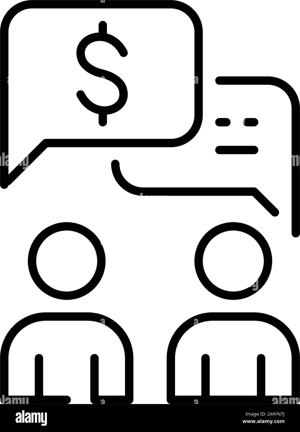 Utenti che scambiano messaggi, notifica in dollari. Prova di transazione P2P. Pixel Perfect, icona traccia modificabile Illustrazione Vettoriale