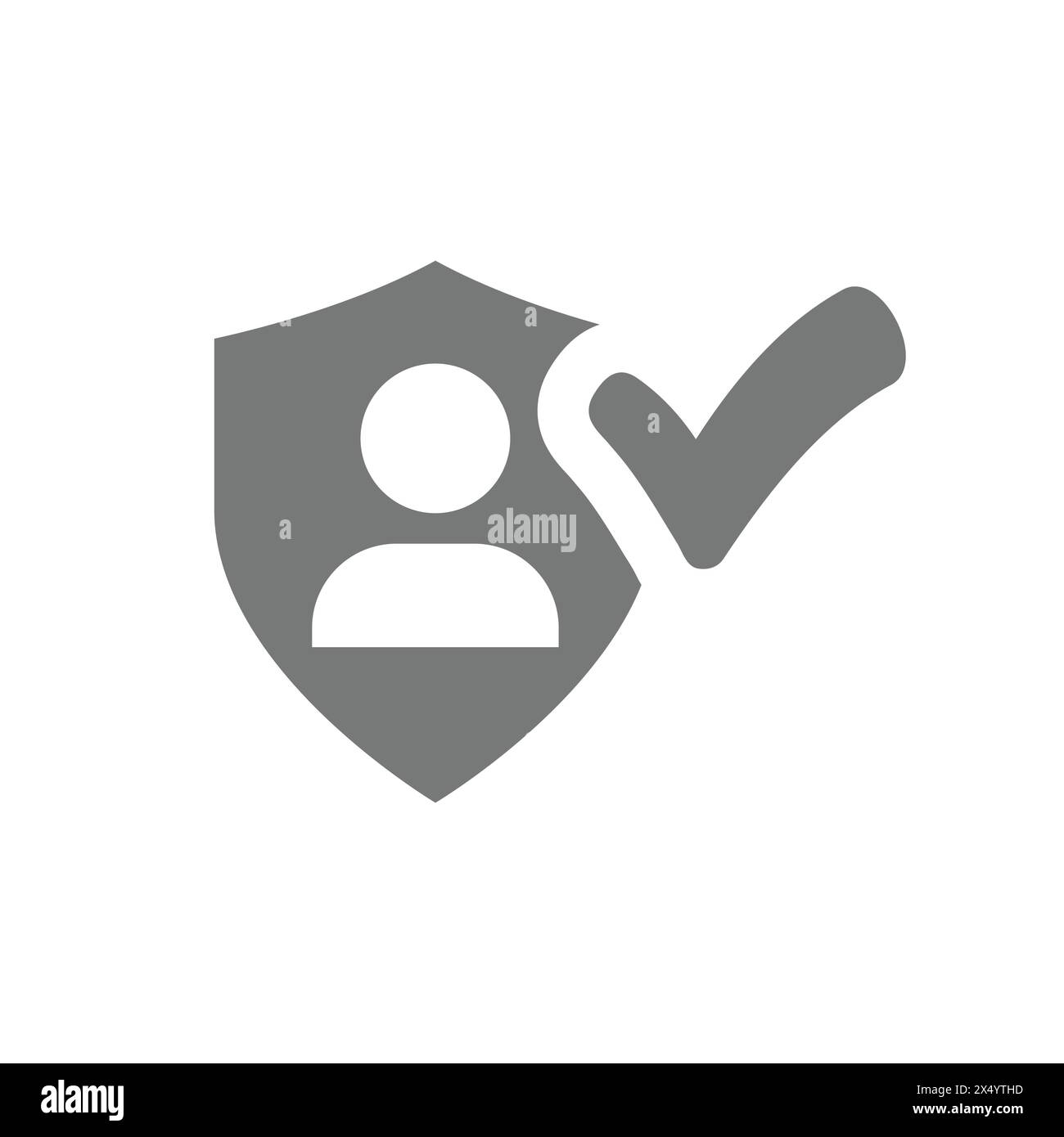 Icona vettoriale protetta dell'account. Assicurazione sulla vita, profilo con scudo. Illustrazione Vettoriale