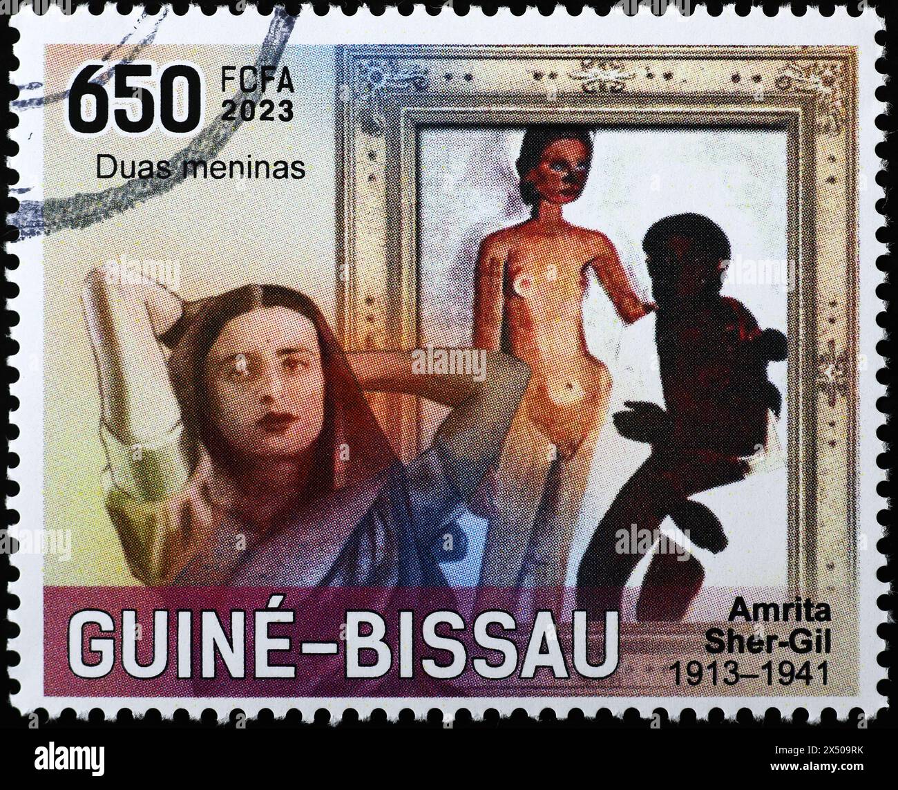 "Due ragazze" di Amrita Sher-Gil sul francobollo Foto Stock