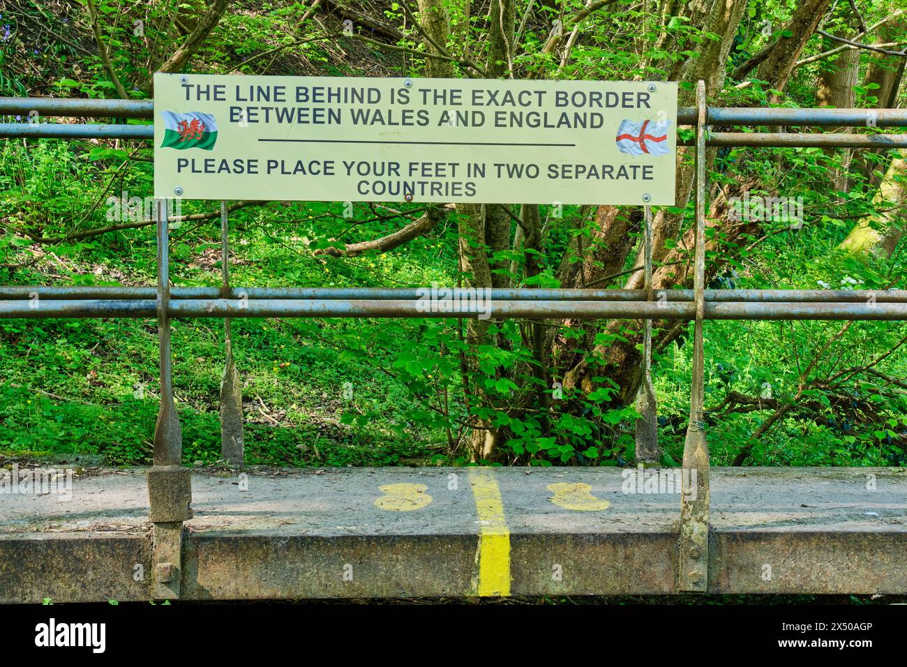 Il confine gallese/inglese sul Dyke National Trail di Offa, vicino a Knighton, Powys, Galles Foto Stock