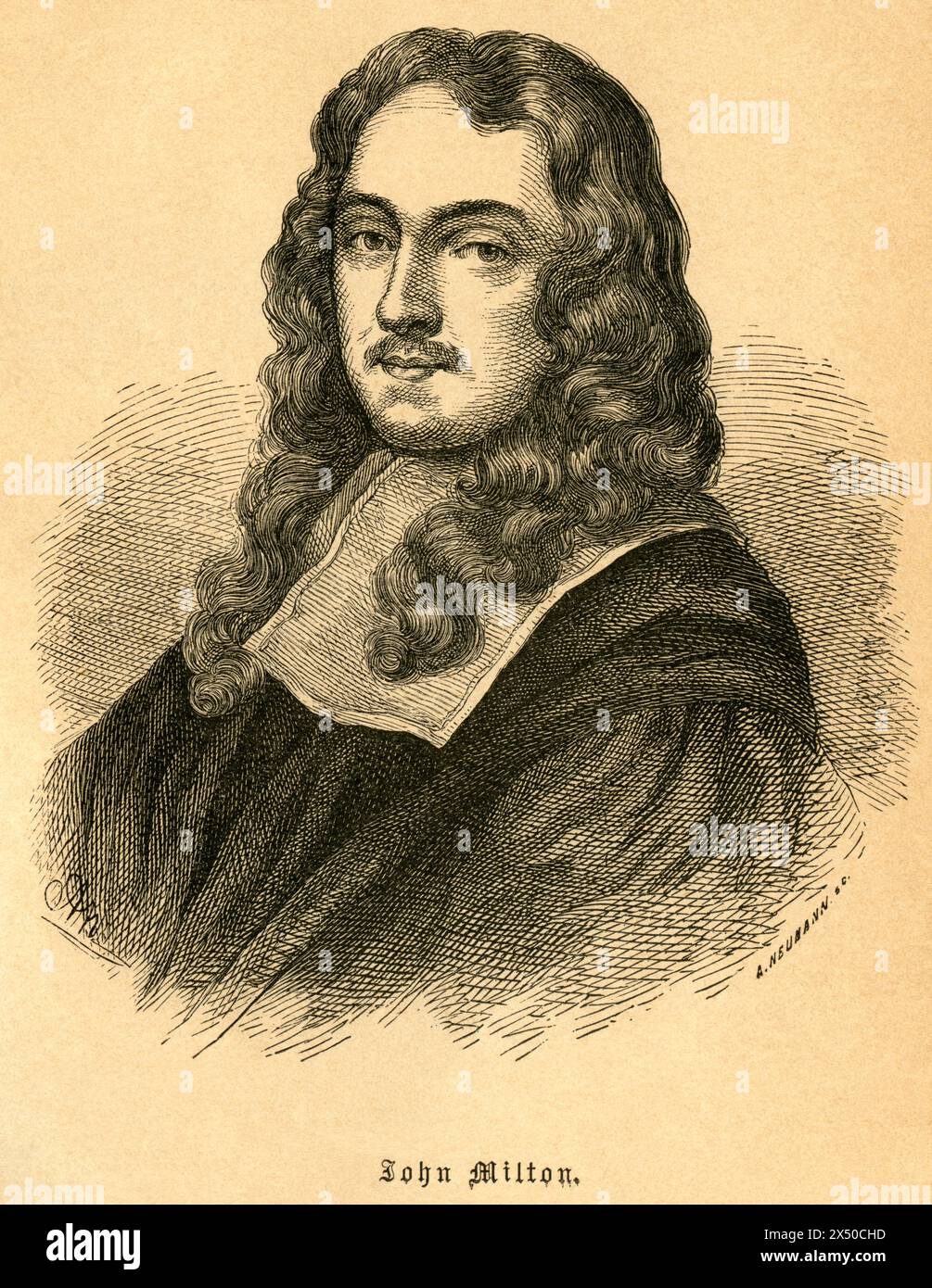 Ritratto dello scrittore inglese John Milton, Gran Bretagna, Londra, il COPYRIGHT DELL'ARTISTA NON DEVE ESSERE CANCELLATO Foto Stock