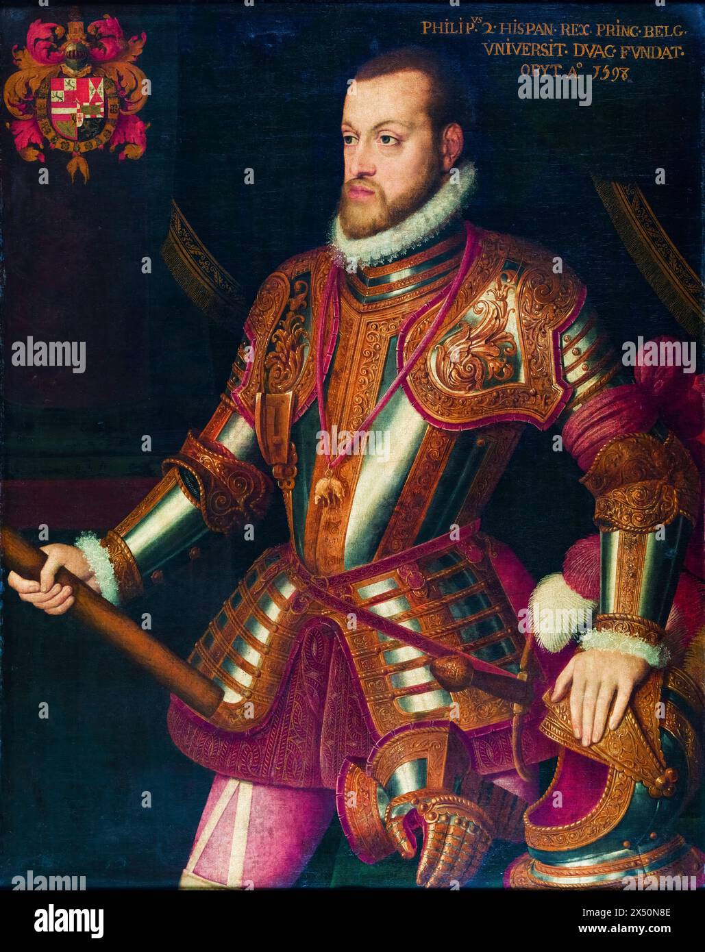Filippo II (1527-1598), re di Spagna, ritratto a olio su tela, 1550-1575 Foto Stock