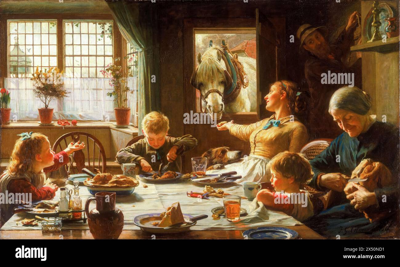 Frederick George Cotman pittura, uno della famiglia, olio su tela, 1880 Foto Stock