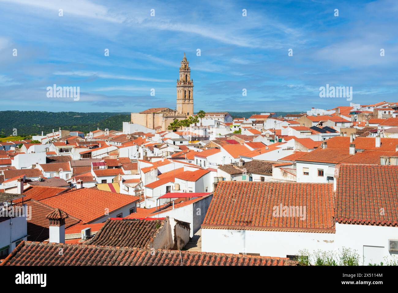 Vista panoramica di Jerez de los Caballeros, provincia di Badajoz, Spagna Foto Stock